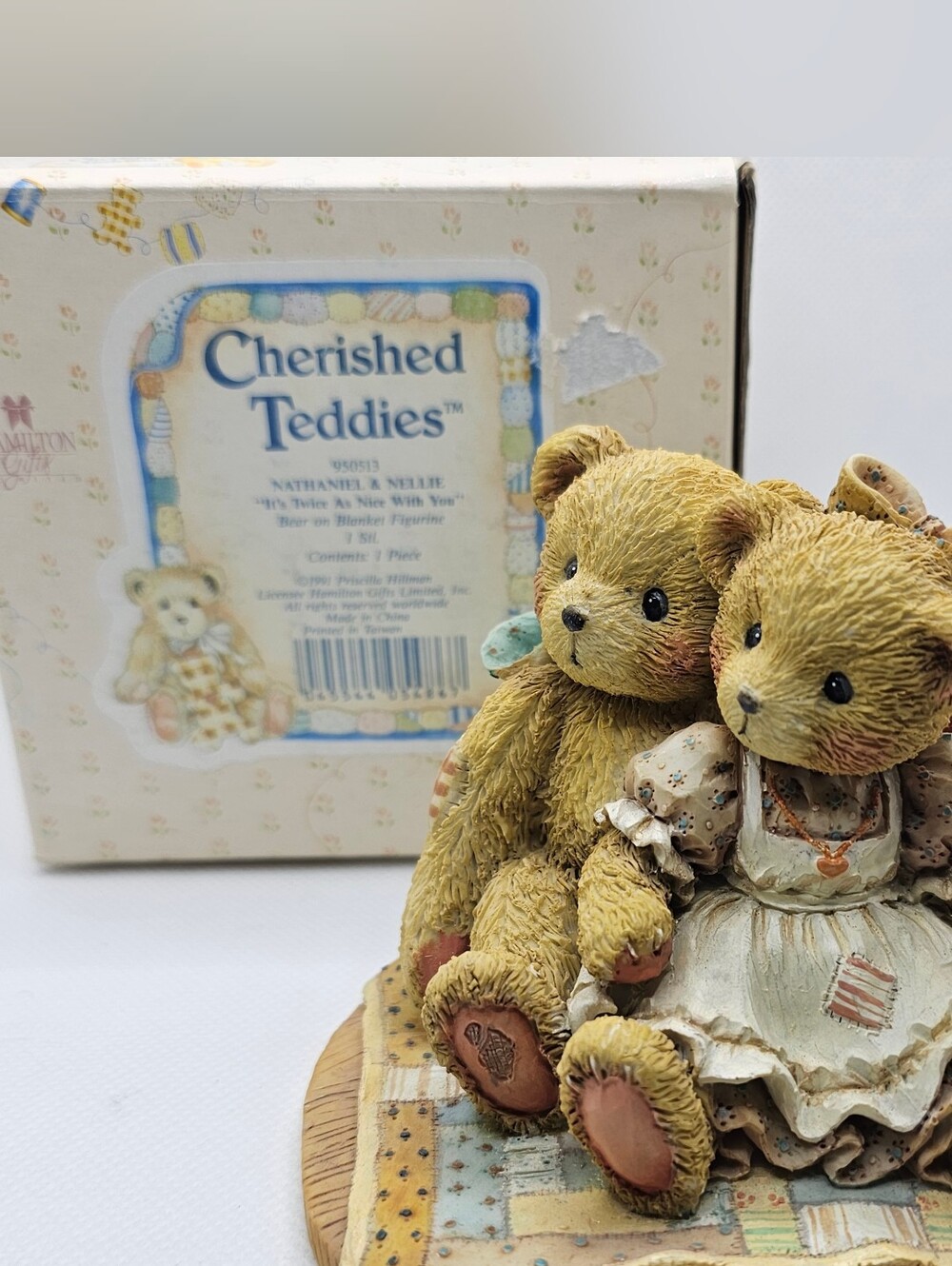 New  CHERISHED TEDDIES NATHANIEL NELLIE Twice Nice SIGNED Blanket bear boy girl